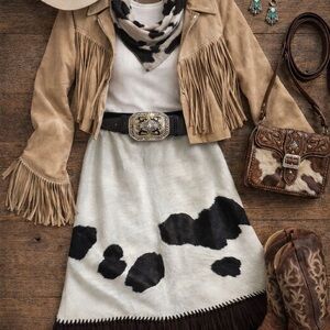 Dolce & Gabbana Brown and Cream Fringe Trimmed Skirt